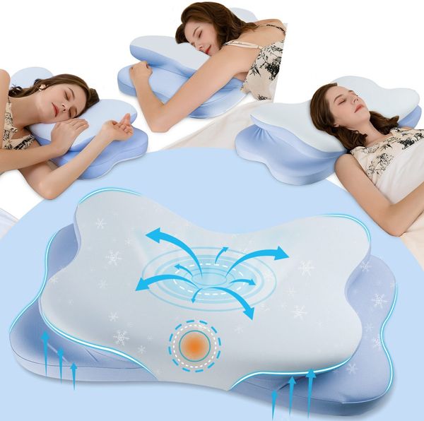 Kopfkissen Nackenkissen Memory Foam Kissen, Ergonomisches Nackenschmerzen Pillow Kissenbezug besteht aus 18% Elasthan und 82% Nylon