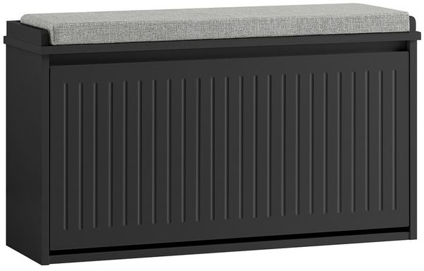 SoBuy FSR98-L-SCH Schuhbank, MDF, Lackiert, Schwarz, 80 x 45 x 26 cm