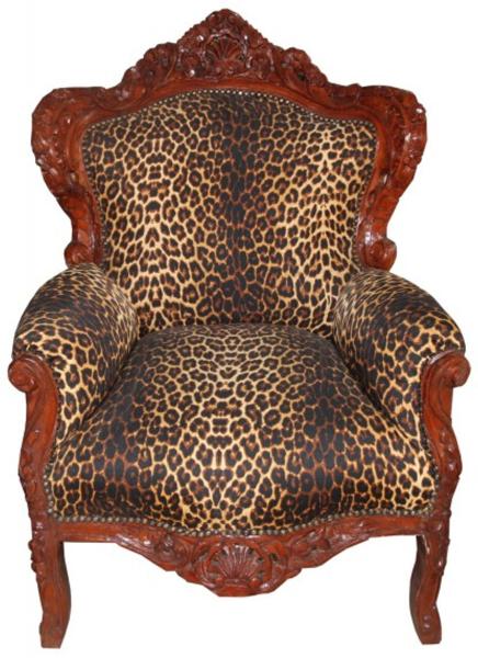 Casa Padrino Barock Sessel "King" Leopard/Braun- Antik Stil