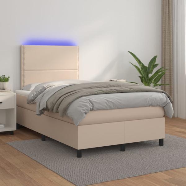 vidaXL Polsterbett mit Matratze & LED Cappuccino-Braun 120x200cm [3135878]