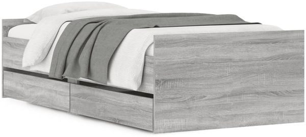 Einzelbettgestell Design für Erwachsene mit Schubladen Grau Sonoma 90x200 cm d3621e