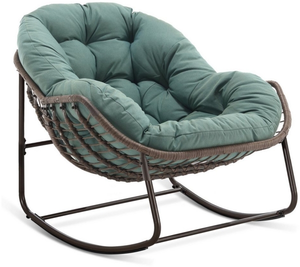 LVHOM Schaukelstuhl mit gepolstertem Kissen, Rattanstuhl mit Stahlrahmen, Lounge Sessel (Großformat B110.5cm x T94.5cm x H80cm,Dicke Kissen,160kg Tragfähigkeit, MEHRE FARBEN MEHRE OPTIONEN! Schaukelsessel umhüllendem Sitzgefühl & hoher Armlehne, 1 St),...