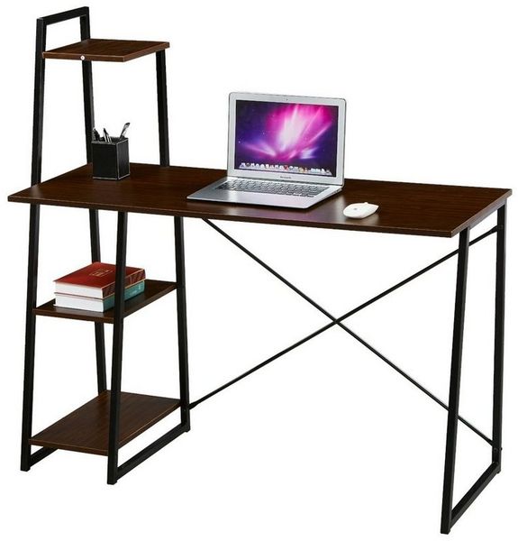 SVITA COMBO1 Schreibtisch Regal Nussbaum-Optik Metall-Beine