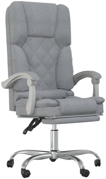vidaXL Bürostuhl mit Massagefunktion Hellgrau Stoff, Drehbar [349685]