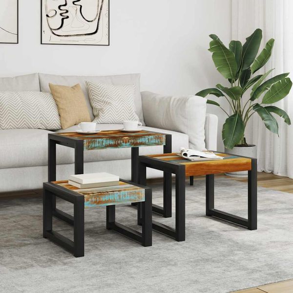 vidaXL 3-tlg. Satztisch-Set Altholz 243279
