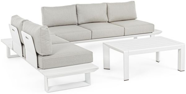Garten-Set Konnor aus Aluminium, modern und wetterfest, weiß und anthrazit, inkl. Kissen