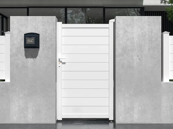 Vente-unique - NAZARIO Side gate Metall Weiß - B 4,6 cm x H 176 cm x L 100 cm