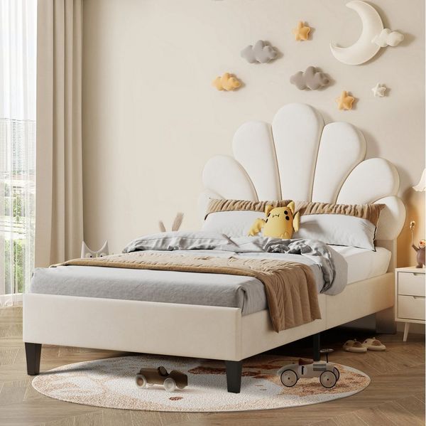 Furnishings Home Polsterbett 90x200cm Einzelbett Prinzessinbett Wolkenbett (Set, Geeignet für Jugendliche und Kinder), Mit Höhenverstellbar, Lattenrost, Samt, 90x200 cm