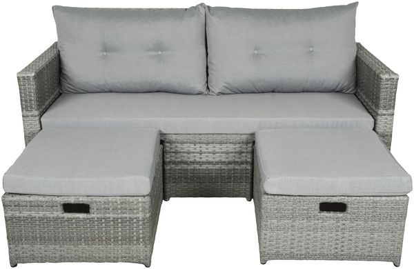 Gartensofa TRIER halbrund - Kunststoff, Schilfgrau | Gartenmöbel Set Garten Loungeset Bild 5