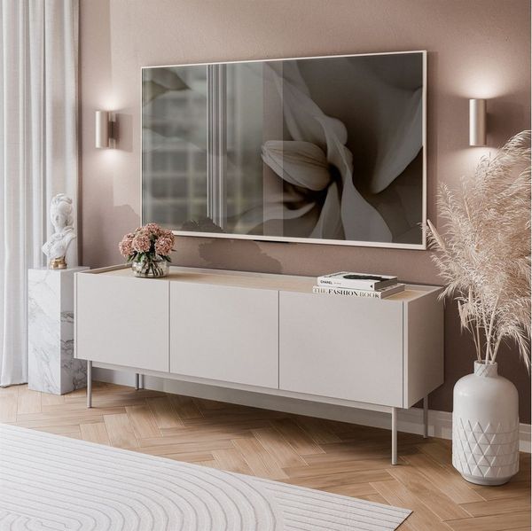 Lookway Lowboard ESSENCE TV Schrank 144 Kaschmir / Eiche Linea