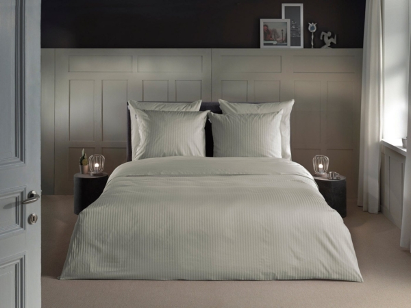 Heckett and Lane Banda Bettwäsche 135 Cloud Grey Bettwäsche 1 x Bettbezug 135x200 + 1 x Kopfkissenbezug 80x80 Cloud-Grey Gestreift grau