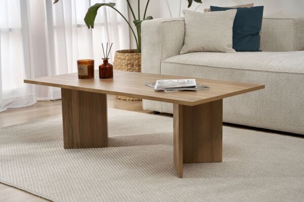 Stylish Oak Coffee Table, 119 x 60 x 40 cm | 100% Melamine Coated Particle Board, 18 mm Thick | Perfect for Modern Living Rooms & Cozy Spaces
