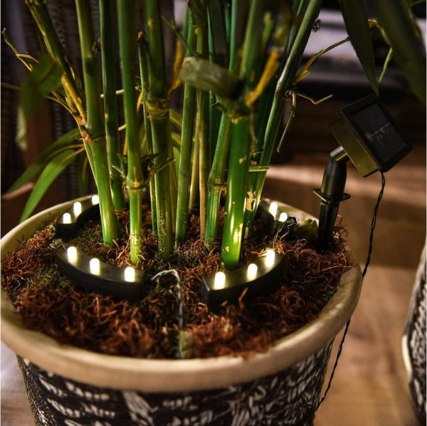 Spetebo LED Solarleuchte 5er Set Blumentopf Beleuchtung, Solar, LED fest integriert, warm-weiß, mit 8 verschiedenen Leuchtfunktionen
