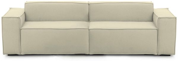Dmora 3-Sitzer festes Sofa Argo, lineares modulares Sofa, modernes Wohnzimmersofa aus Stoff, 100 % Made in Italy, 260 x 95 x 70 cm, Beige