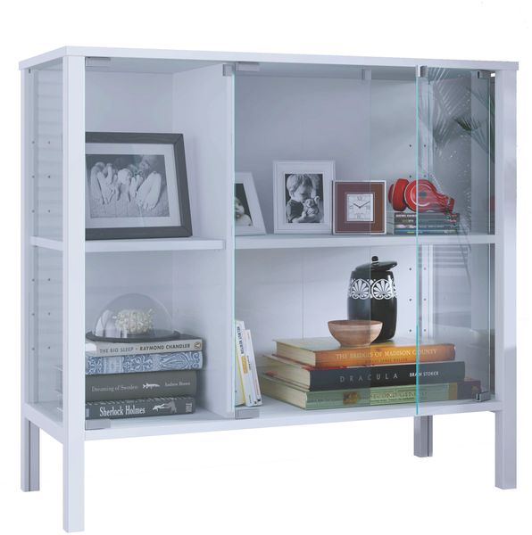 VCM Standvitrine Jensol 921916 Weiß H. 80 x B. 87 x T. 35 cm