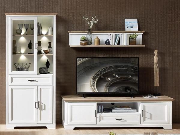 Wohnwand >Jasmin< in Pinie-Hell - 299x204x51cm (BxHxT)