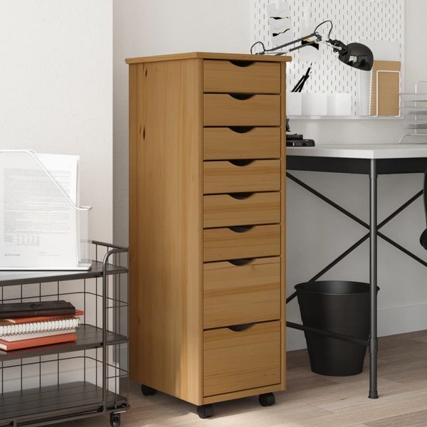 vidaXL Rollschrank mit Schubladen MOSS Honigbraun Massivholz Kiefer 355894