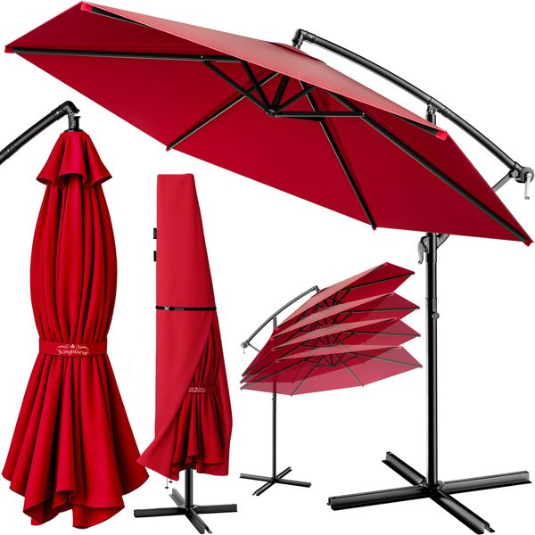 Kingsleeve Sonnenschirm Ø 330cm Rot mit UV-Schutz 50+ wasserabweisend Ampelschirm