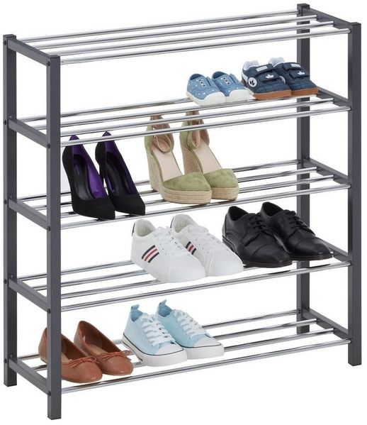 IDIMEX Schuhregal DUBLIN, Schuhständer mit 5 Ablagen, 80cm breit Schuhaufbewahrung Metall grau