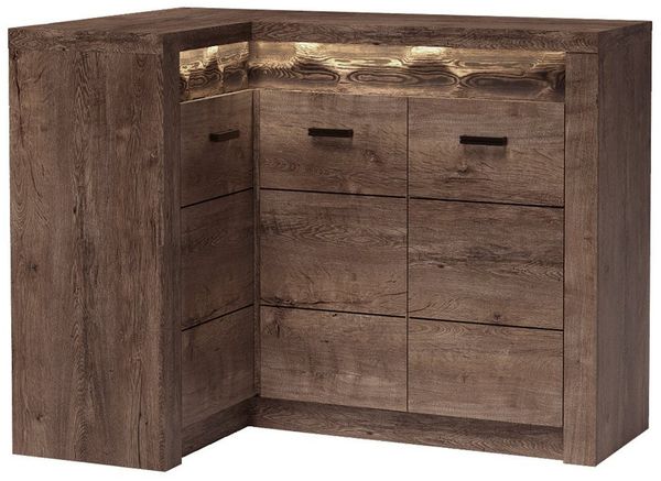 Lomadox Kommode INGENIO-161, Eckschrank Sideboard Wohnzimmerschrank modern Esche in braun