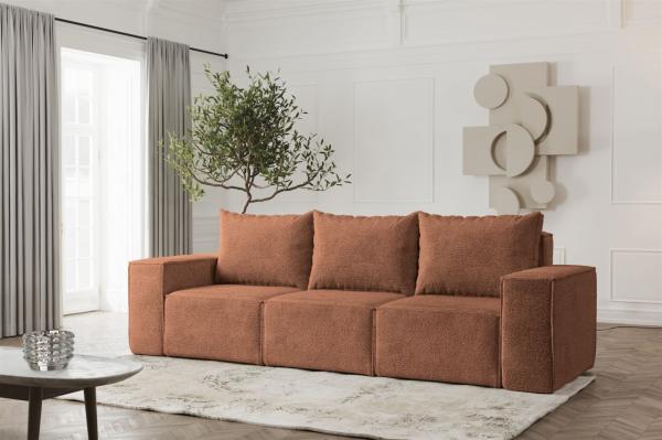 Sofa Designersofa ESTELLE 3-Sitzer in Stoff Abriamo Rostbraun