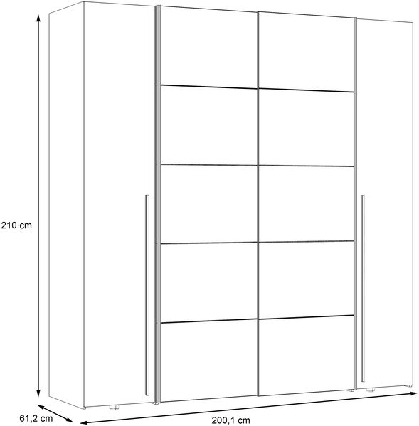 Dreh-/Schwebetürenschrank >NARAGO< 10 Böden, 2 Stangen, Salbei / Eiche Dekor - 270,3x210,5x61,2cm (BxHxT) Bild 6