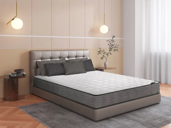Vente-unique - KIJAL Matratze Stoff Weiß - B 140 cm x H 19 cm x L 190 cm