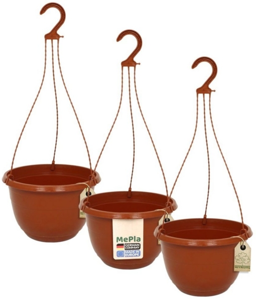 Heimwerkercenter Blumentopf MePla - 3 Stück Ampel ORION - UV-beständiger Blumenampel ø25cm - Terra