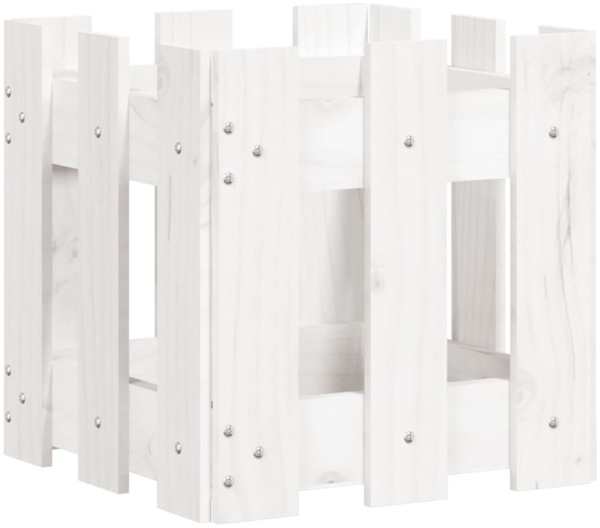 vidaXL Pflanzkübel Lattenzaun-Design Weiß 30x30x30 cm Kiefernholz 832443