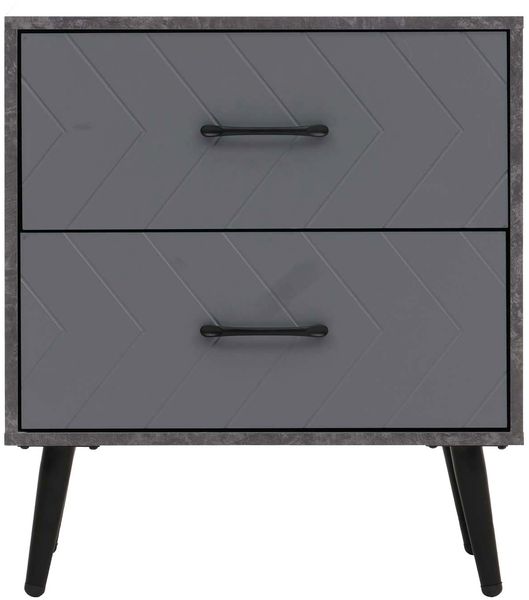 Nachttisch HWC-N89, Beistelltisch Nachtschrank, Schublade Fischgrätenmuster Melamin Holz, 55x48x40cm ~ Marmor-Optik grau Bild 6