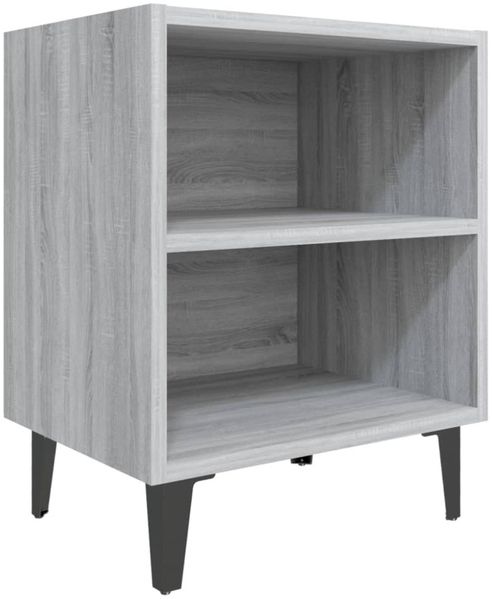 vidaXL Nachttisch, Holzwerkstoff / Metallbeine, 40 x 30 x 50 cm, Grau Sonoma