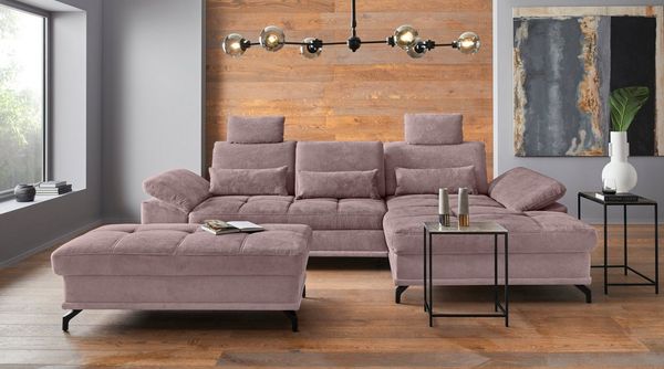 Places of Style Ecksofa Costello L-Form, mit Sitztiefenverstellung, Armteilverstellung und, 3 Nierenkissen, optional Bettfunktion und Bettkasten