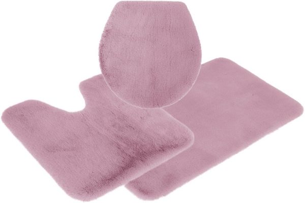 OTTO home Badematte Rabbit Badematten, Badvorleger, Badezimmer Teppich, Höhe 30 mm, rutschhemmend beschichtet, schnell trocknend, strapazierfähig, fußbodenheizungsgeeignet, Polyester, rechteckig, 3-tlg. Stand-WC Set, Kaninchenfell-Haptik, Badteppich, r...