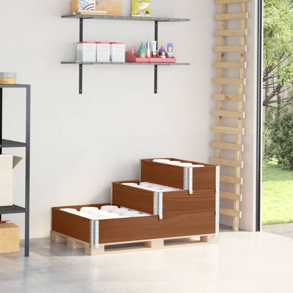 vidaXL Paletten-Aufsatzrahmen 3-fach Braun 120x80 cm Massivholz Kiefer 4010312