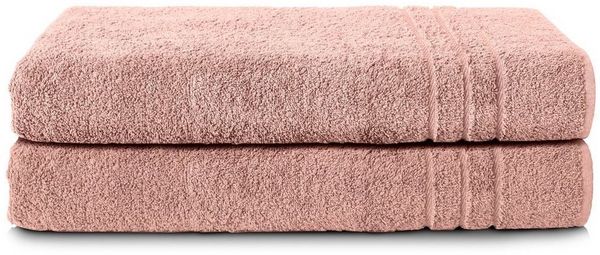 Komfortec 2er Saunatuch Set 70x200 cm aus 100% Baumwolle, XXL-Saunatücher, Sauna Handtuch, Weich, Groß, Frottee, Schnelltrocknend, Blütenrosa