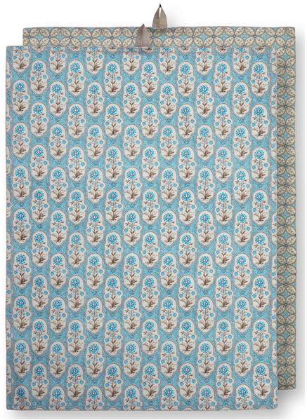 PiP Studio Geschirrtuch Blooming Tales Bustani-Pashmina Khaki-Blue Geschirrtuch 50x70cm 2St.