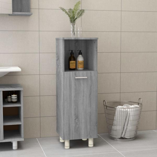 Badezimmerschrank Grau Sonoma 30x30x95 cm Holzwerkstoff