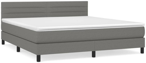 vidaXL Boxspringbett mit Matratze Dunkelgrau 180x200 cm Stoff 3140154