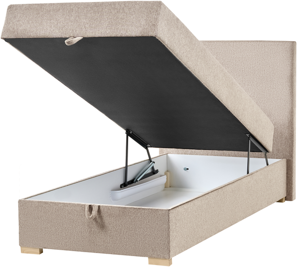 Boxspringbett mit Stauraum Stoff MAJOR 90 x 200 cm Taupe