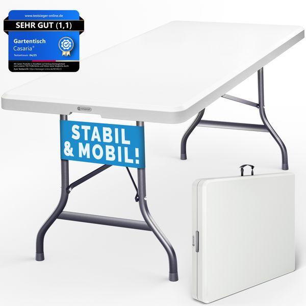 Casaria XL Klapptisch Gartentisch klappbar mit Tragegriff 220 x 70 x 72 cm