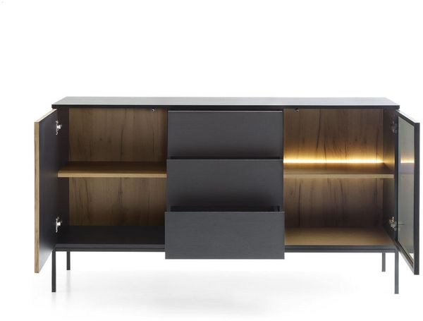 MOEBLO Kommode Sentino SSZ154 LED (Sideboard Wohnzimmer Kommode Schlafzimmer Komodenschrank Highboard, mit gefräster Front und LED-Beleuchtung), (HxBxT):83 x 154 x 39 cm Bild 3