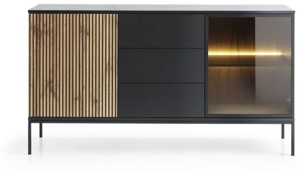 MOEBLO Kommode Sentino SSZ154 LED (Sideboard Wohnzimmer Kommode Schlafzimmer Komodenschrank Highboard, mit gefräster Front und LED-Beleuchtung), (HxBxT):83 x 154 x 39 cm Bild 4