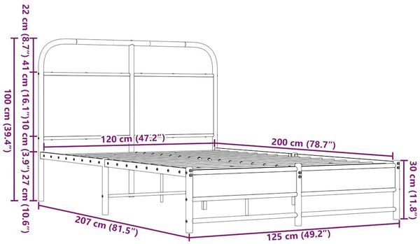 vidaXL Bettgestell ohne Matratze 120x200 cm Braun Eichen-Optik 4100480 Bild 9