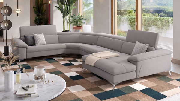 Sofanella Wohnlandschaft STELLA Stoffbezug Sofalandschaft Ecksofa in Gelb