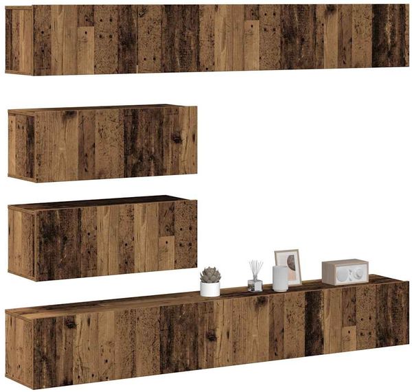 vidaXL 6-tlg. TV-Schrank-Set Wandmontage Altholz-Optik Holzwerkstoff 3329149