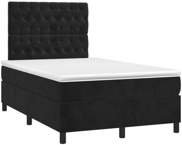 vidaXL Boxspringbett mit Matratze & LED Schwarz 120x200 cm Samt, Härtegrad: H2 [3136295] Bild 3