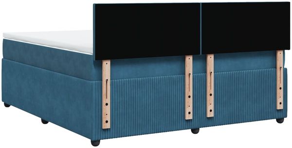 vidaXL Boxspringbett mit Matratze Blau 180x200 cm Samt 3290104 Bild 8