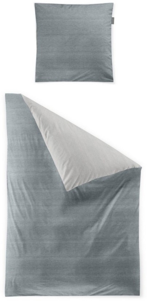 Irisette Wave Mako-Satin Bettwäsche 155x220 Wende blau silber Melange 8557-20