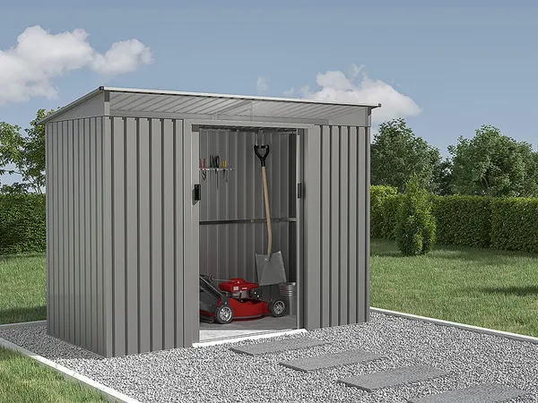 Vente-unique - FOLCO Gartenhaus Metall Grau - B 111 cm x H 191 cm x L 251 cm