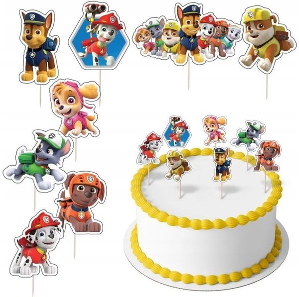 Festivalartikel Tortenstecker Topper Paw Patrol Papier Figuren 8 Stueck